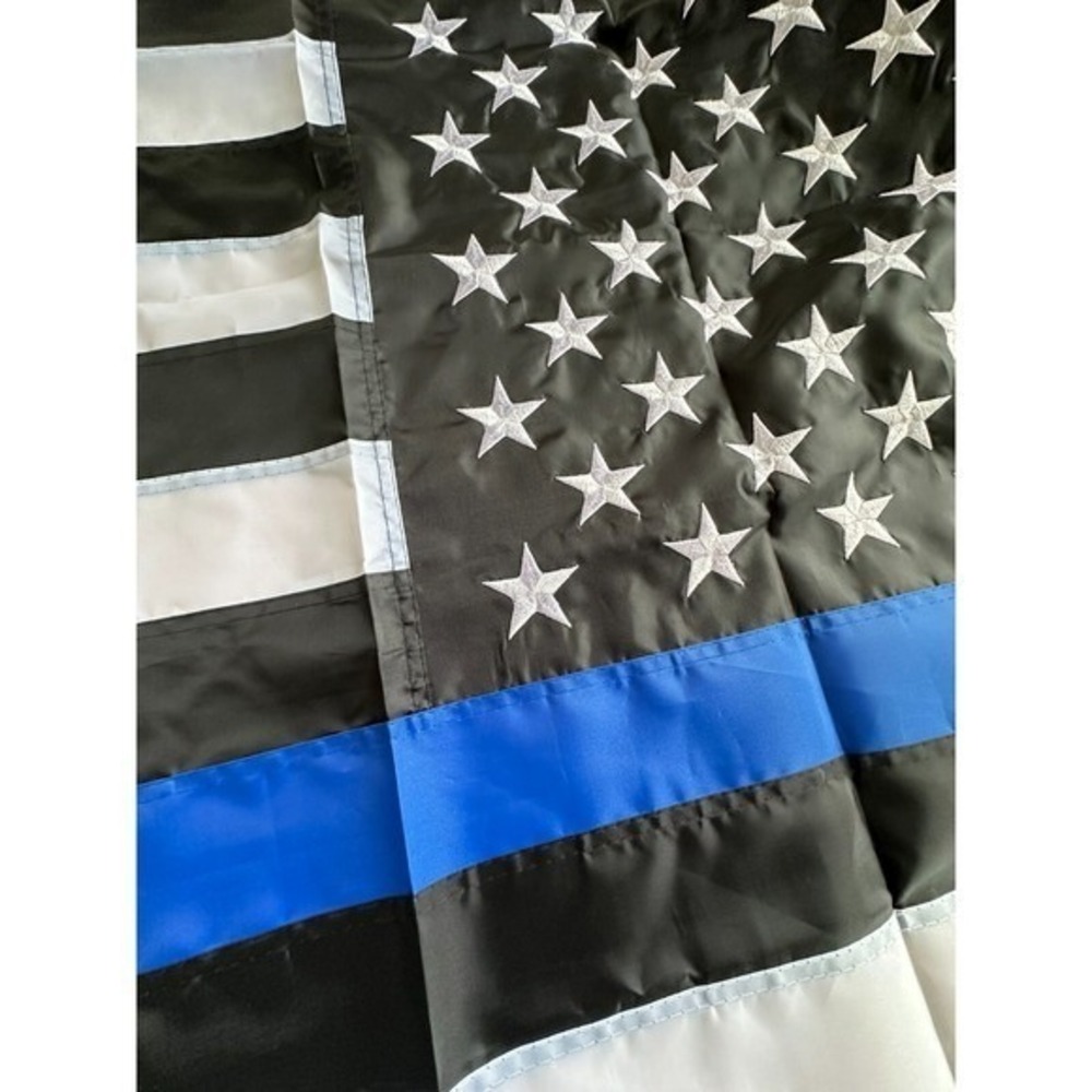 NALELI‎ Embroidered Thin Blue Line USA Flag 3x5 ft Police Flag sewn stripes